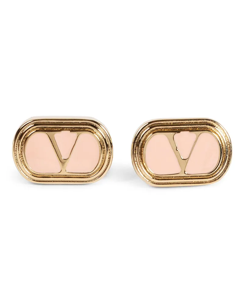 Valentino Garavani Oval-Frame Logo Earrings Pink
