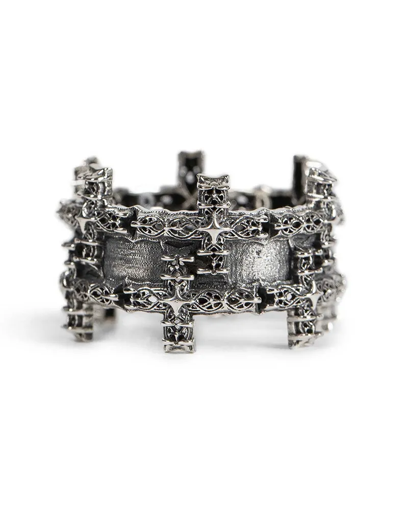 Emanuele Bicocchi Notre Dame Double Cross Band Ring Silver
