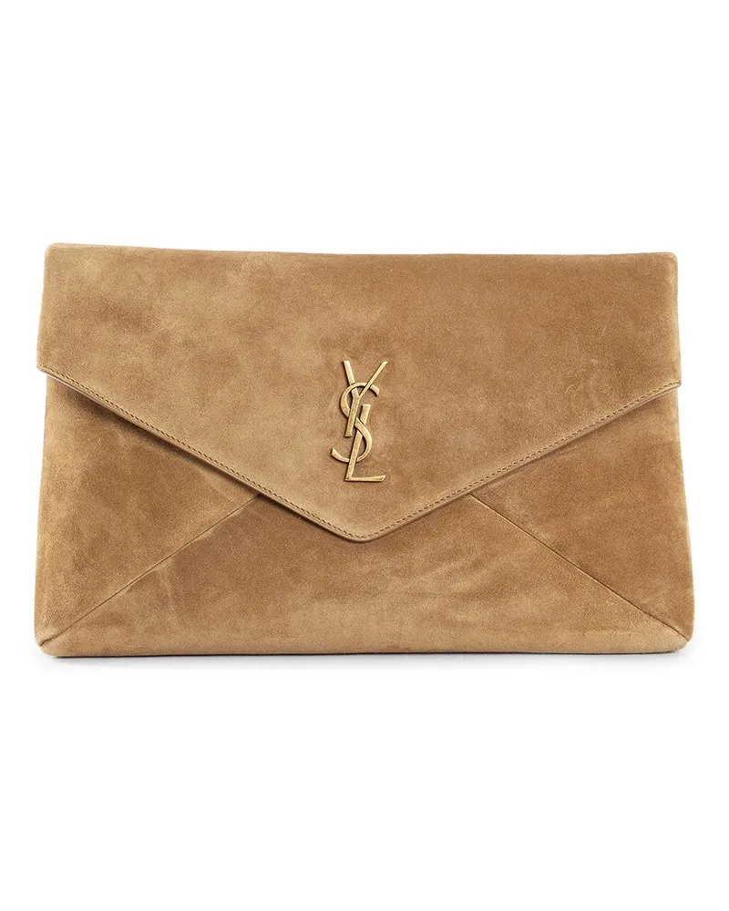 Saint Laurent Cassandre Envelope Pouch Beige