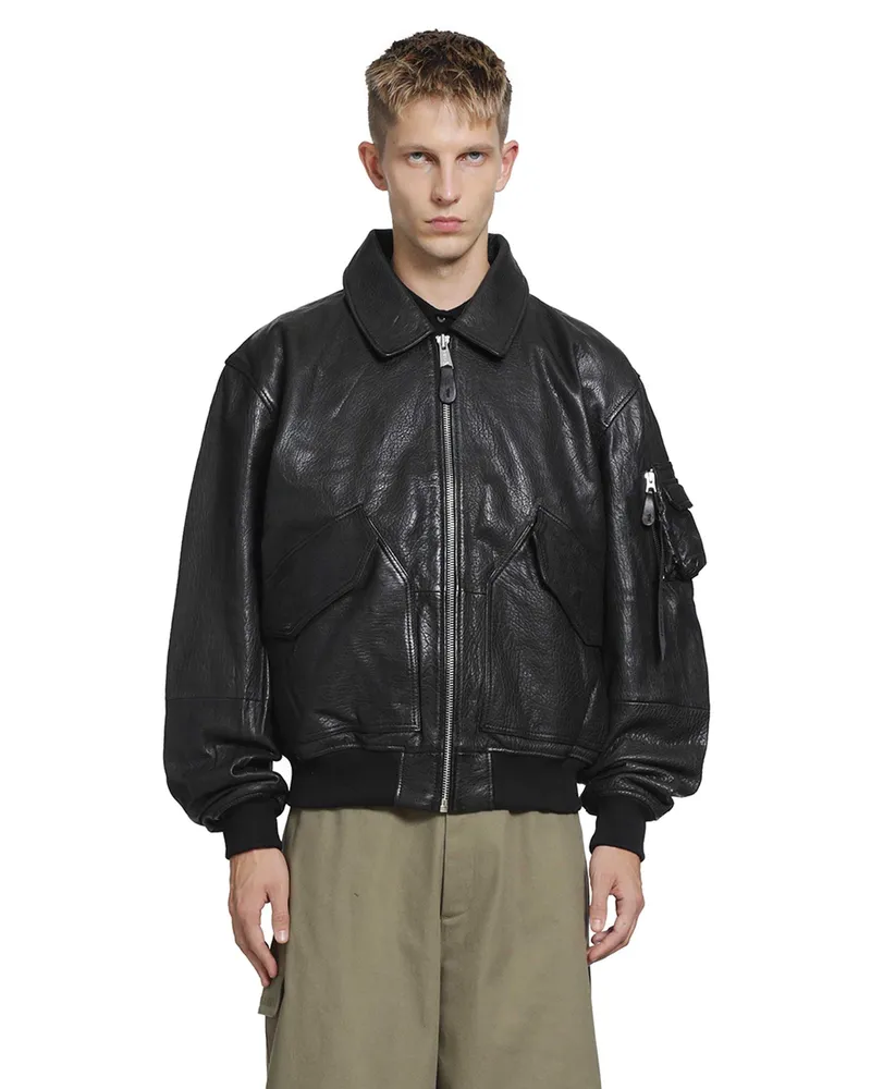 Alpha Industries CWU-36/P Leather UV Loose Bomber Jacket Black