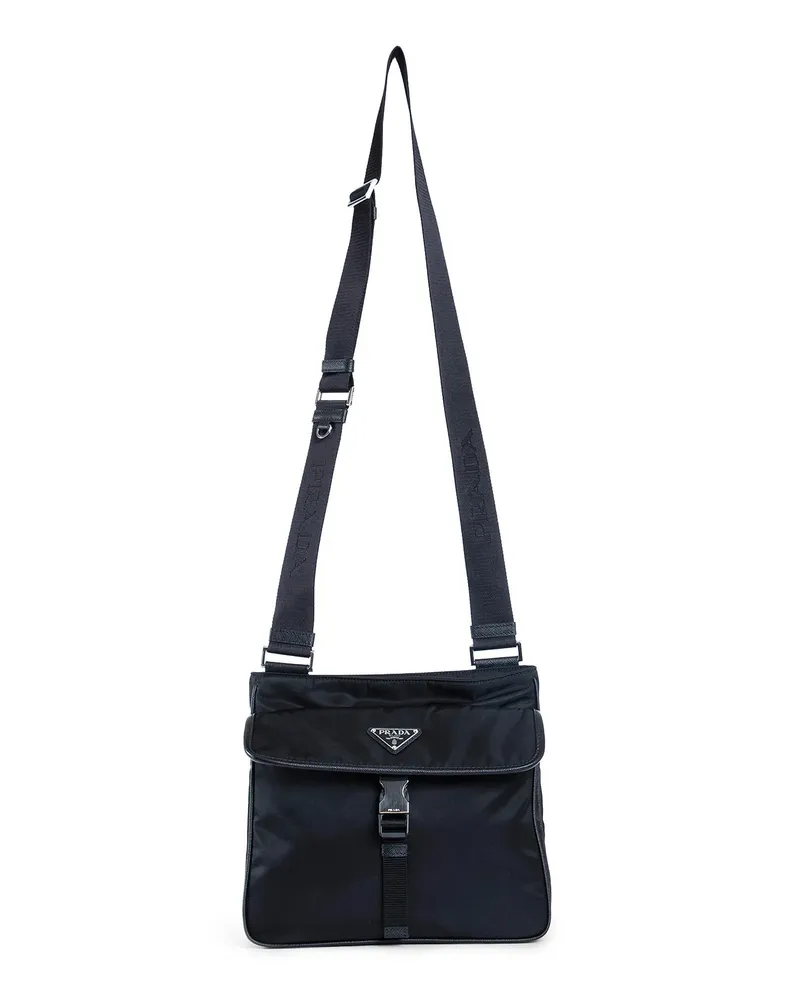 Prada Re-Nylon and Saffiano Leather Shoulder Bag Black