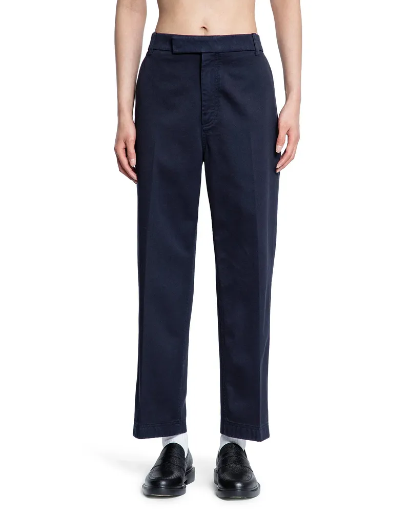 Thom Browne Garment Dyed Chino Trousers in Cotton Twill Blue