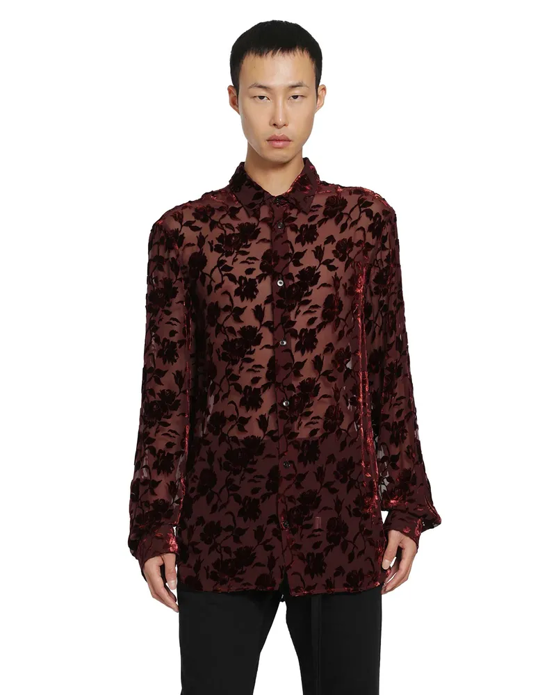 Ann Demeulemeester Andre Roses Dévoré Shirt Red