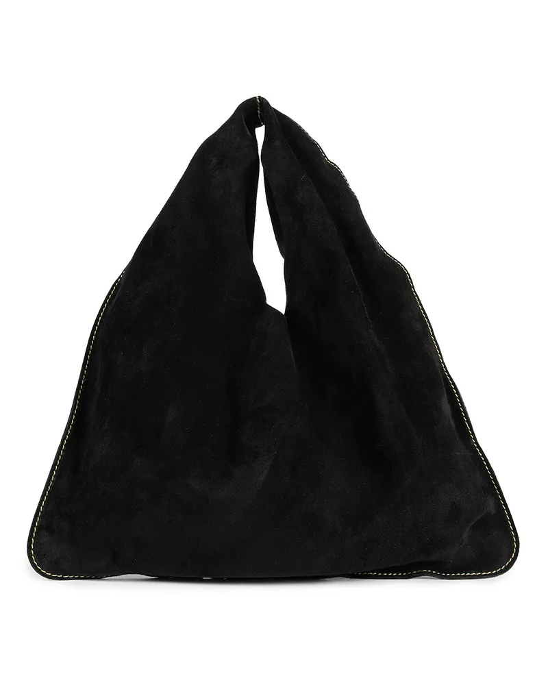 The Row Small Bindle Bag in Suede Black