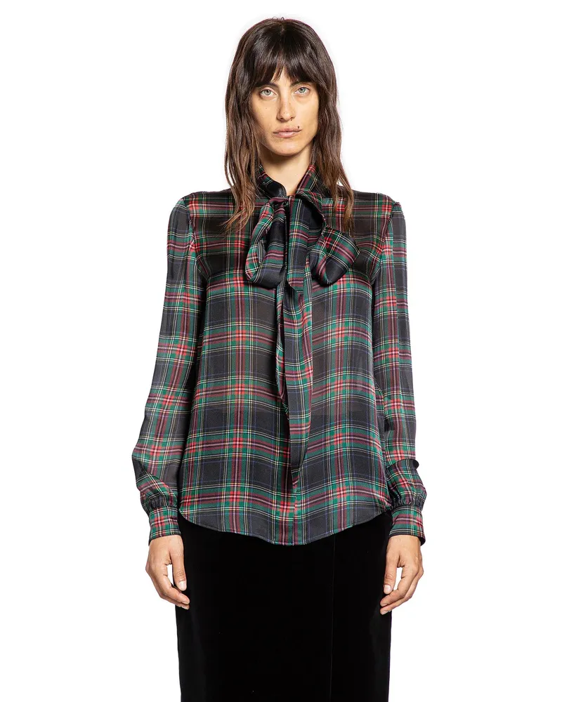 Saint Laurent Lavallière Blouse in Silk Charmeuse Black