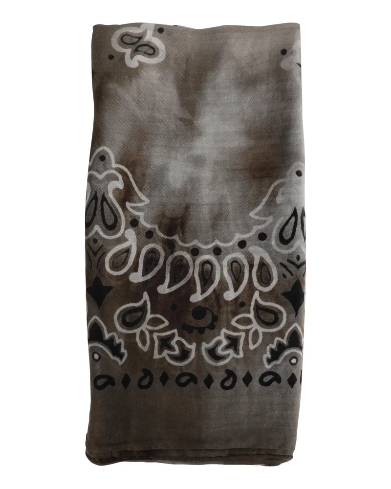 Destin Paisley Print Cotton Scarf Brown
