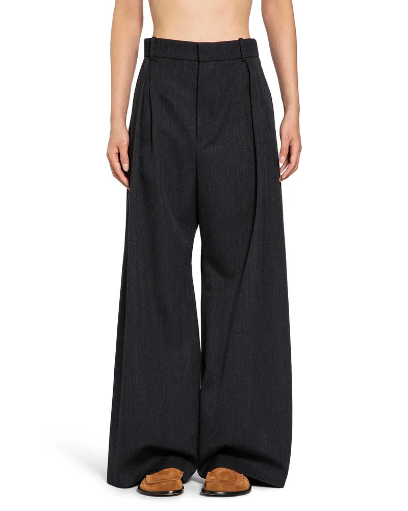 Loewe Wool Gabardine Tailored Pants Black