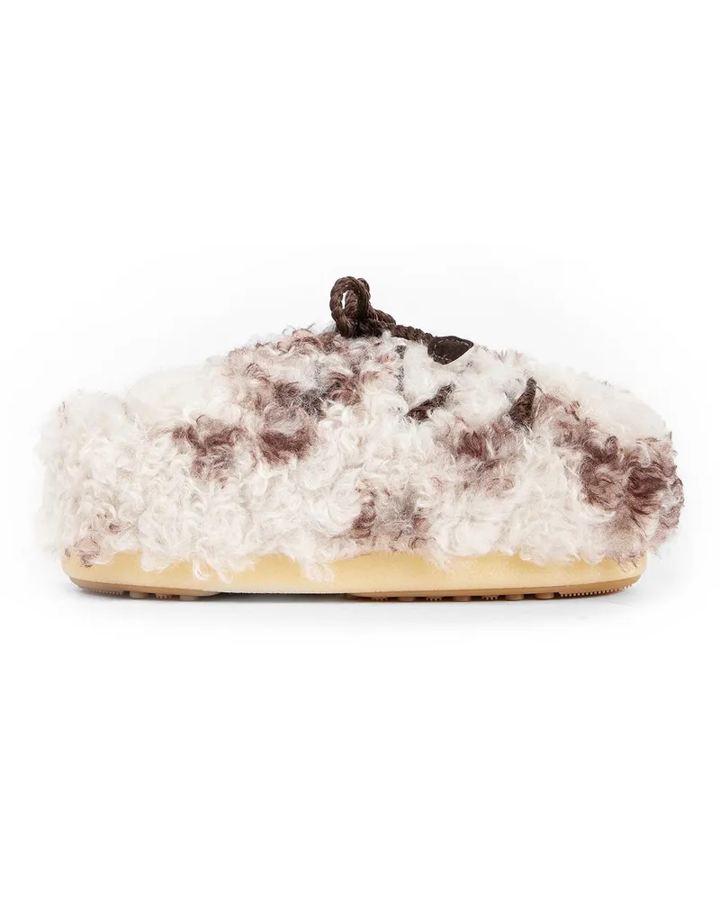 Moon Boot EVX Cow Print Curly Mules Beige