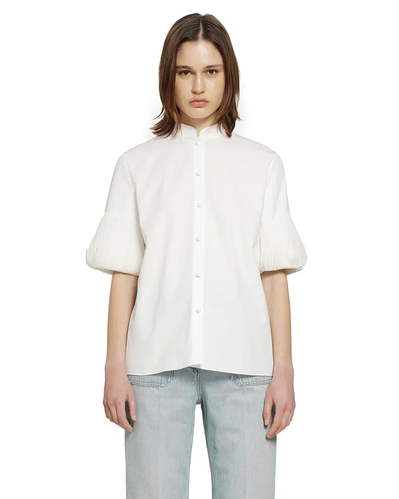 Valentino Garavani Short Sleeve Shirt With Pleated cuffs White