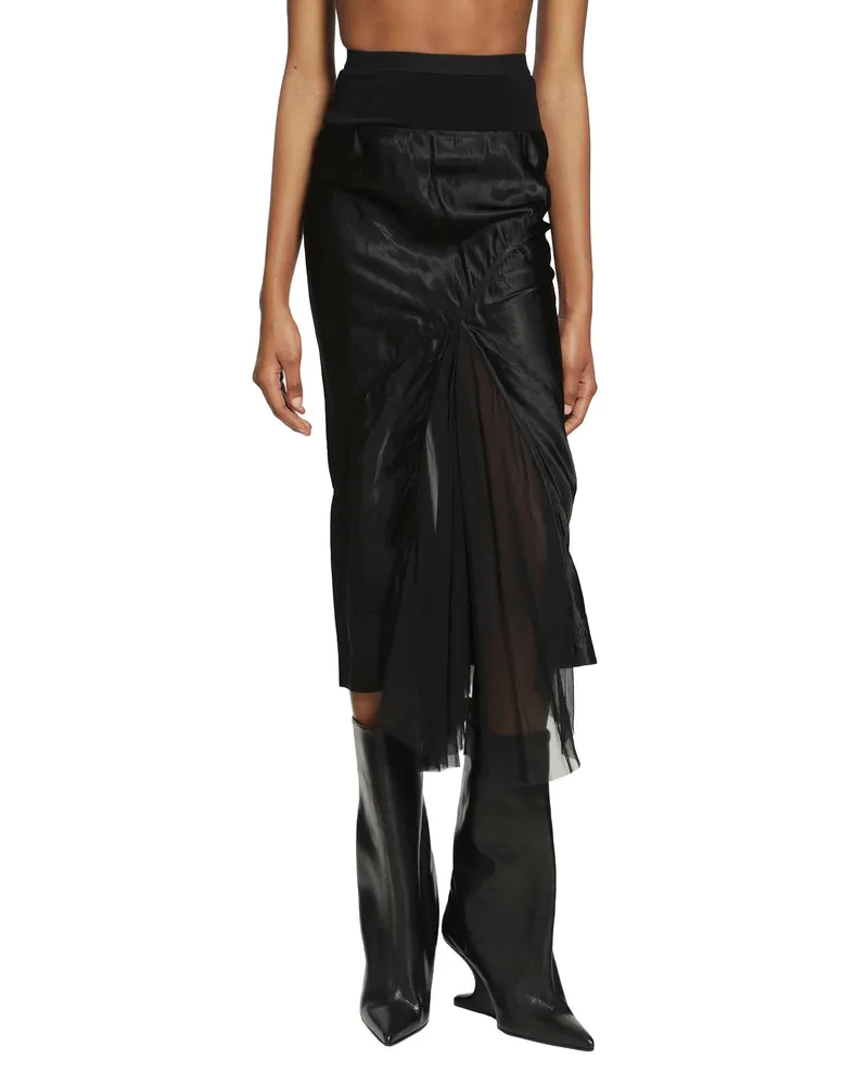 Rick Owens Temple A-Line Bias Skirt Black