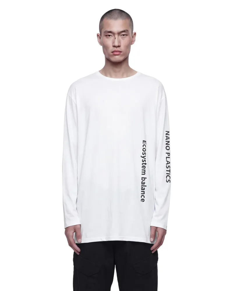 Yohji Yamamoto D-Neckline Long Sleeve T-Shirt White