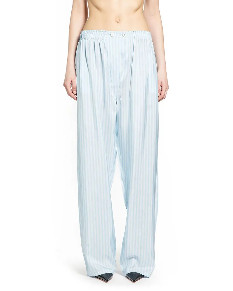 Prada Striped Silk Pongé Pants Blue