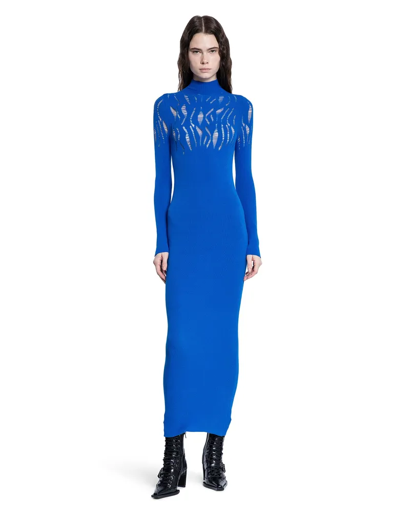 SSHEENA Knitted Long Dress Blue