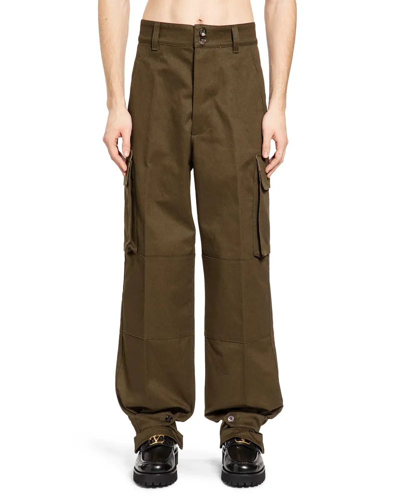 Valentino Garavani Cargo Pants in Cotton Gabardine Green