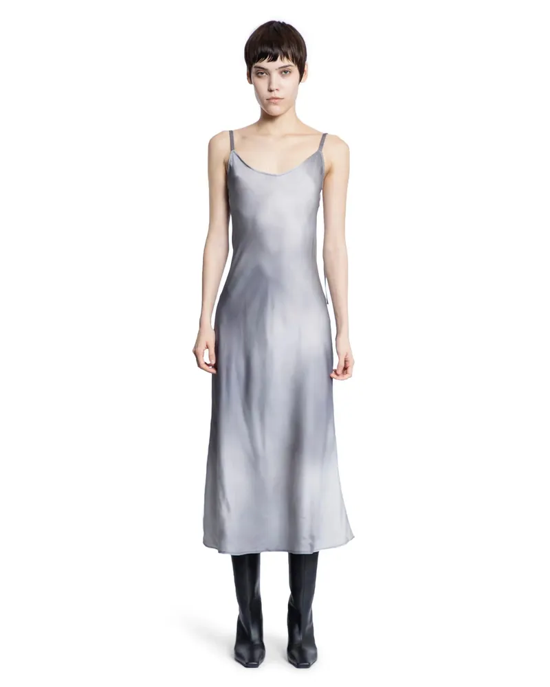 Acne Studios Vestito sottoveste in raso fluido stampato Grey