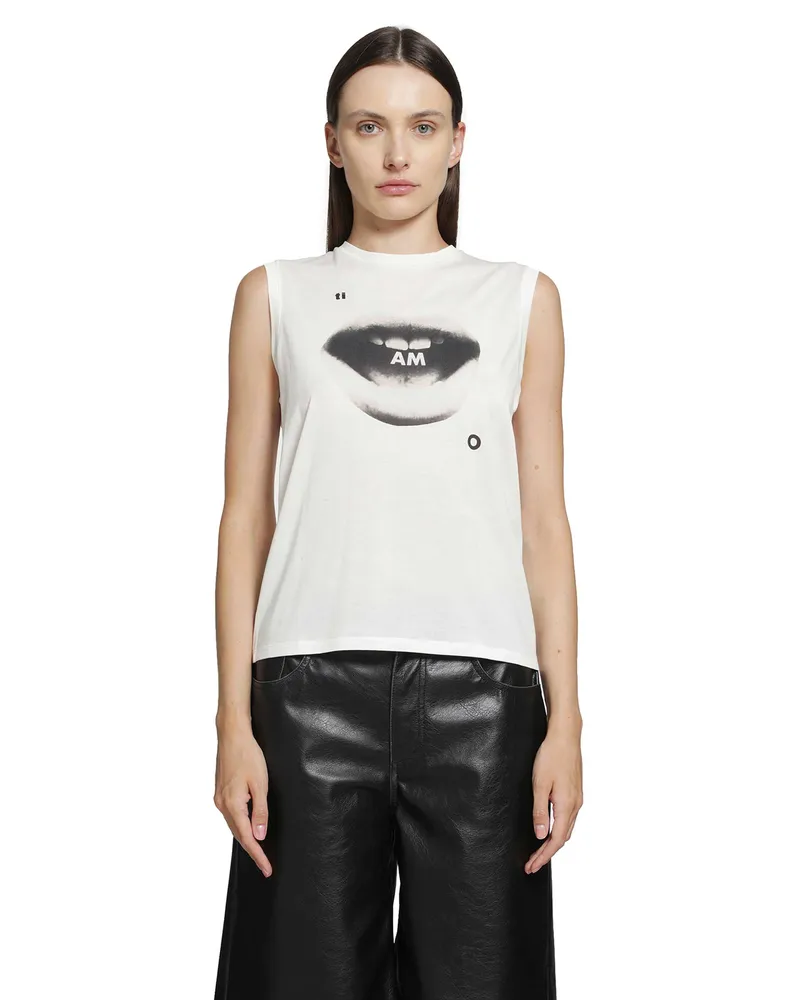 Fendi Ti Amo Print Jersey Top White