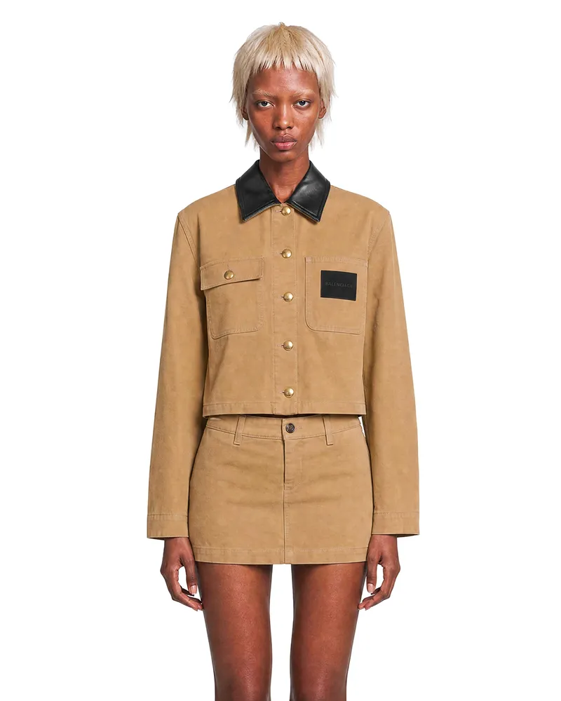 Balenciaga Cropped Workwear Jacket Beige