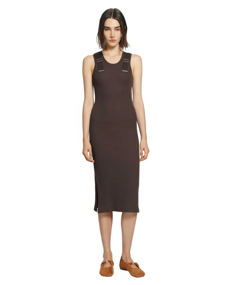 Loewe Dress in Stretch Cotton Brown