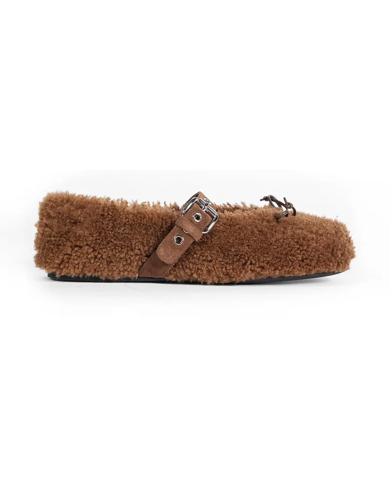Miu Miu Shearling Ballerinas Brown