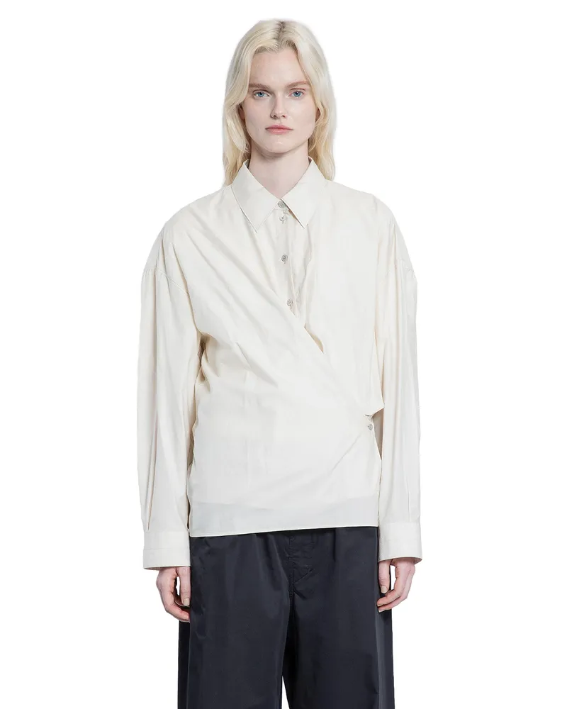 Christophe Lemaire Straight Collar Twisted Shirt Off-white