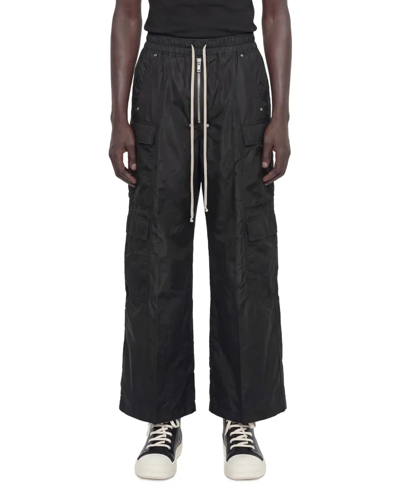 Rick Owens Temple Cargobelas in Silk Taffeta Black