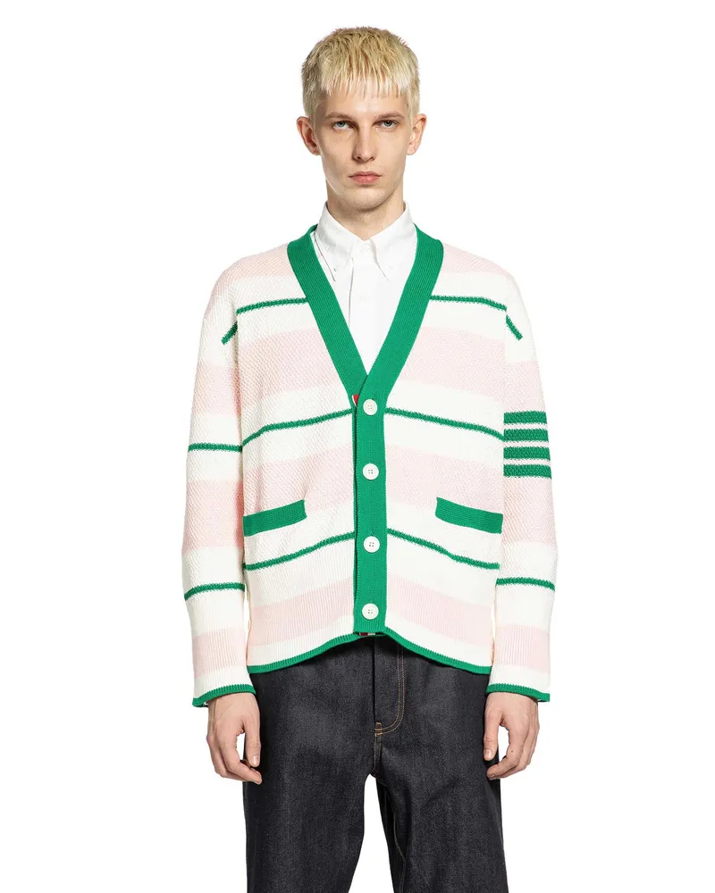 Thom Browne Striped Cardigan Green