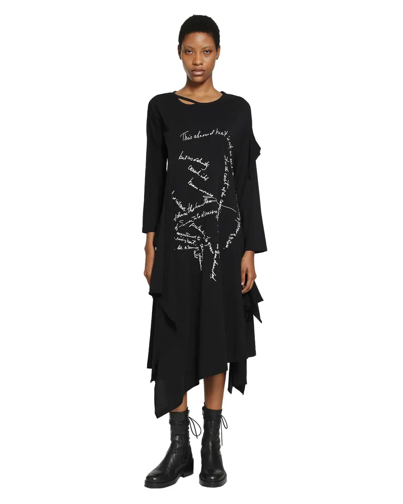 Yohji Yamamoto Handwriting Print Dress Black