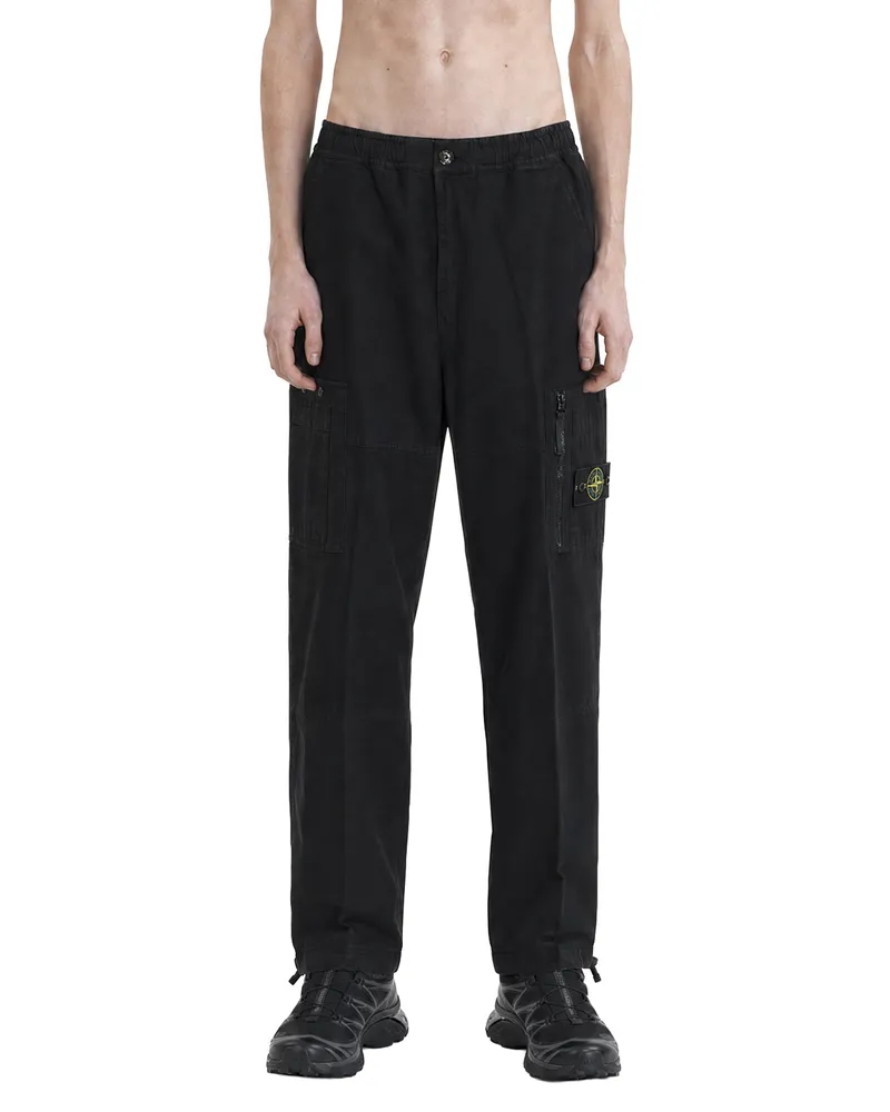 Stone Island 3100015 Cotton Ripstop Cargo Pants Black