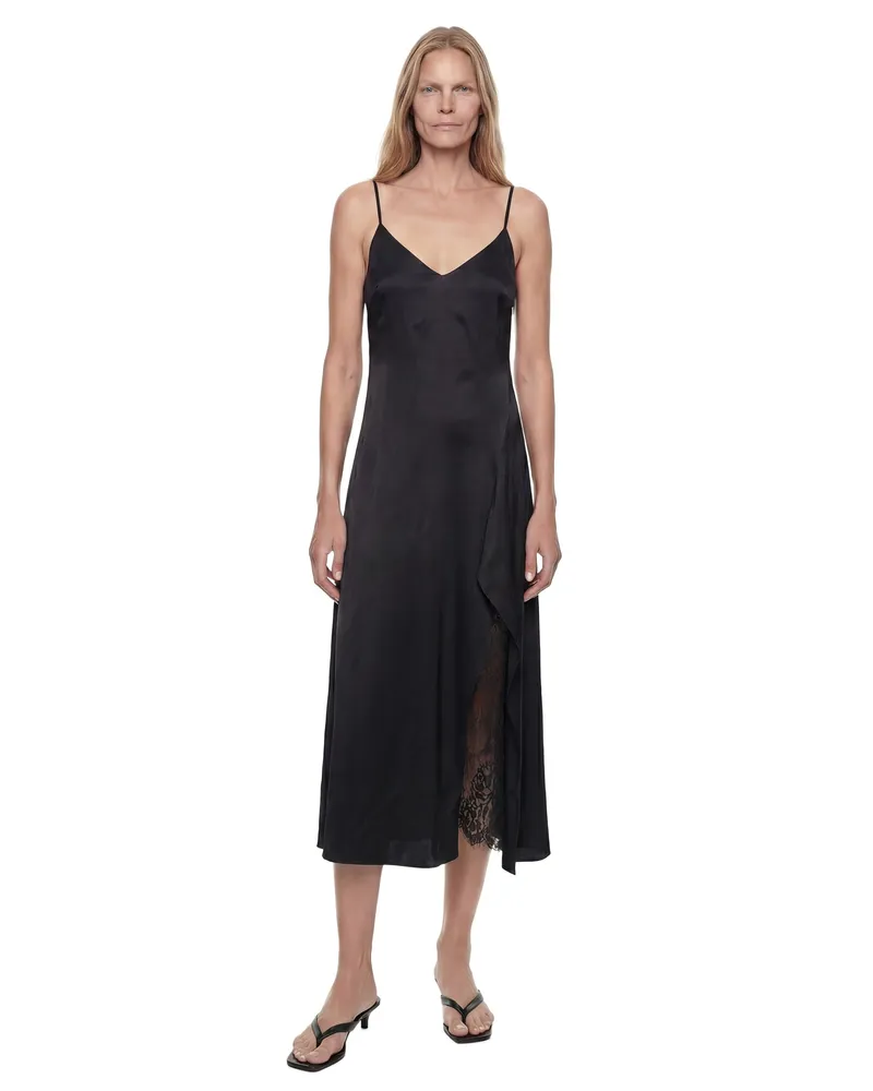Acne Studios Satin Slip Midi Dress Black