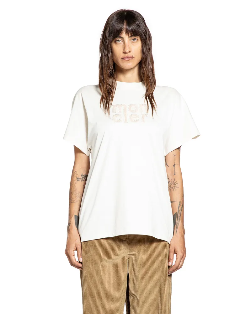 Moncler Teddy Logo Cotton T-Shirt White