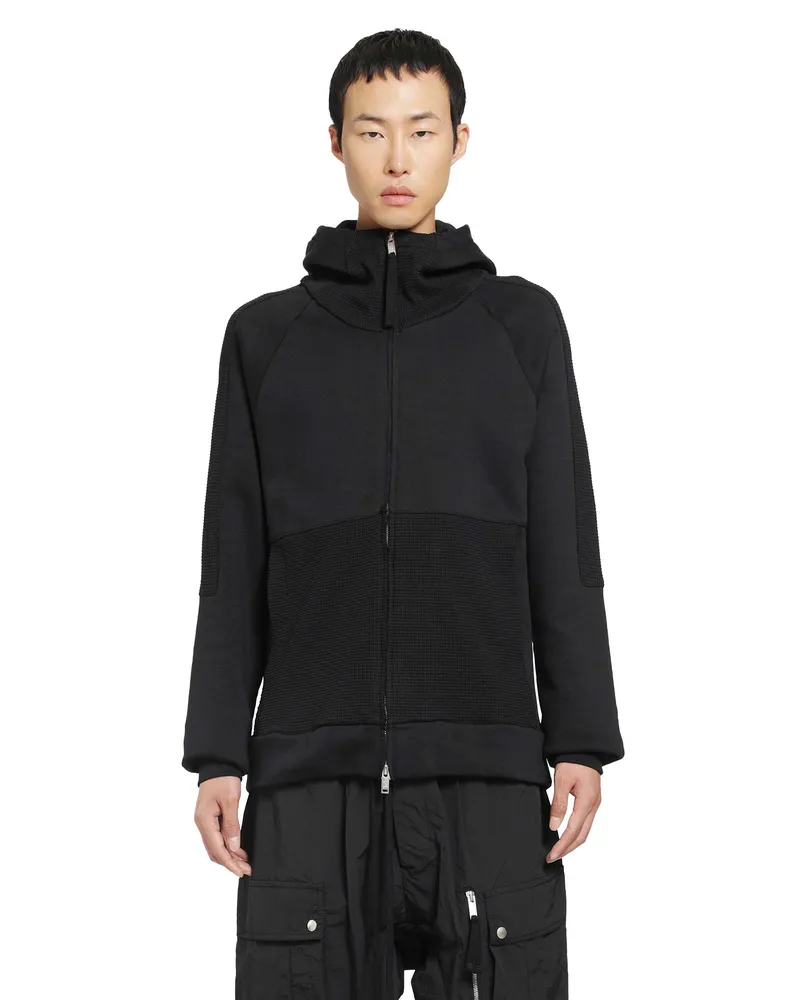 THOM KROM Hooded Zip-Up Sweatshirt Black