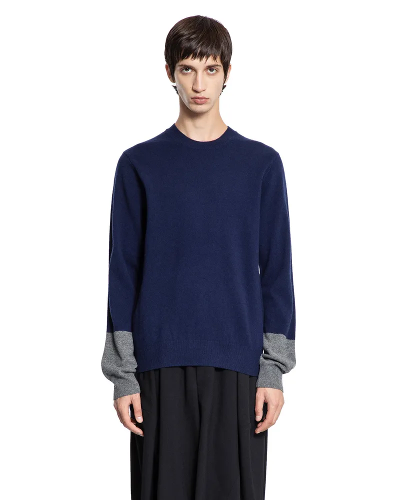 Comme des Garçons Two-Tone Lambswool Sweater Blue