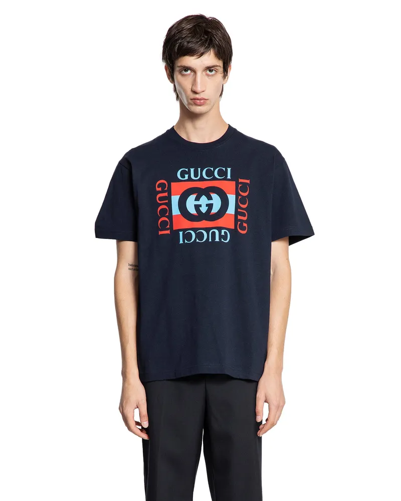 Gucci Striped Interlocking G T-Shirt Blue