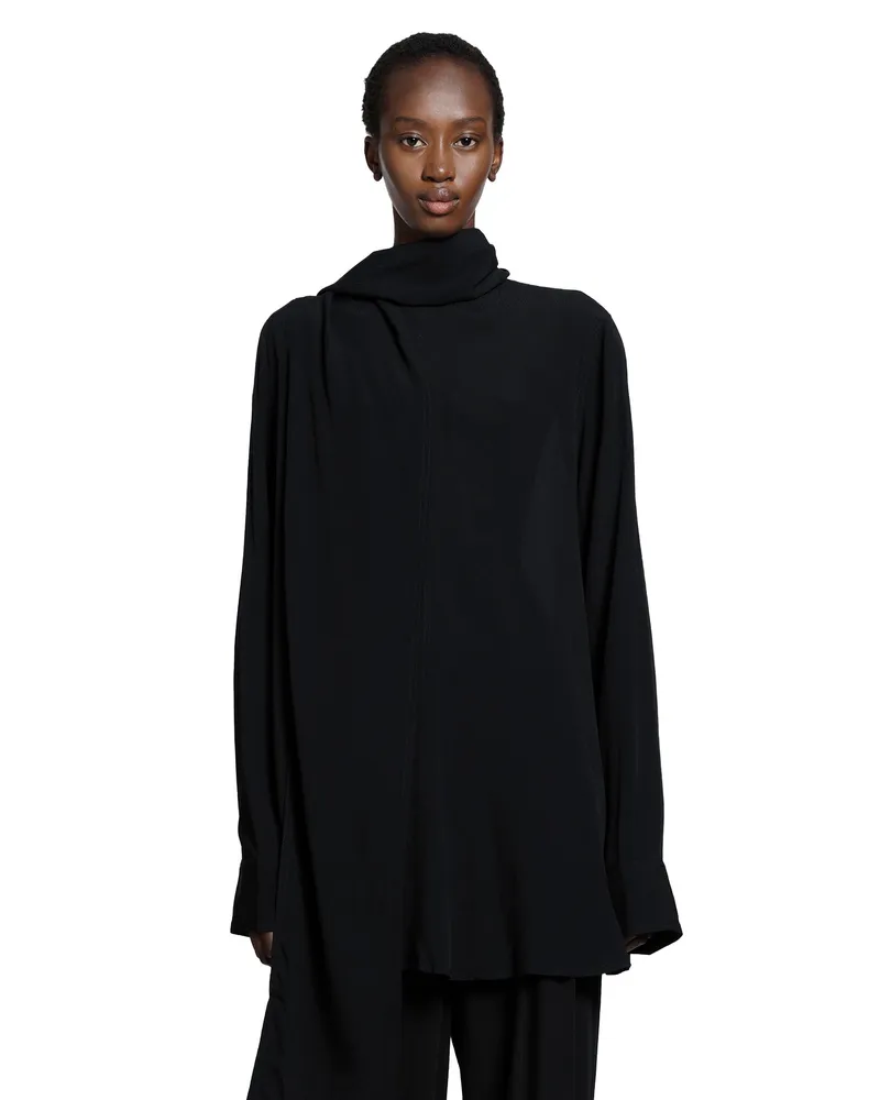 Totême Draped Scarf Blouse Black