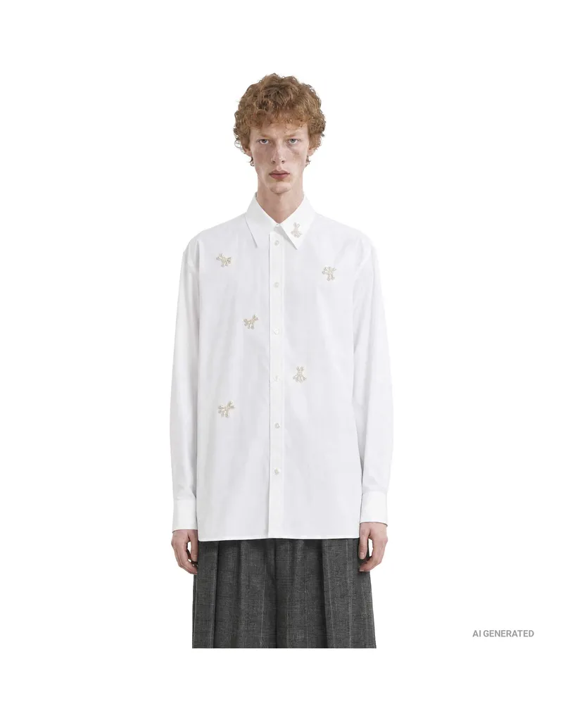 Simone Rocha Turbo Beaded Easy Shirt White