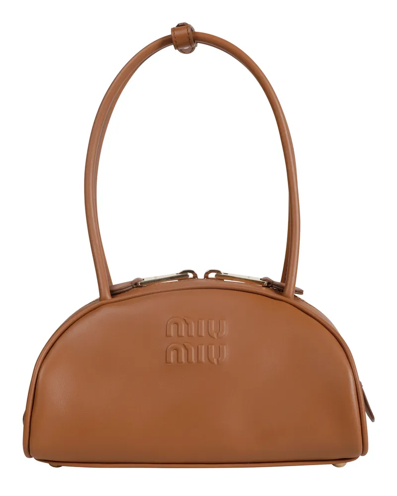 Miu Miu Beau Leather Bag Brown