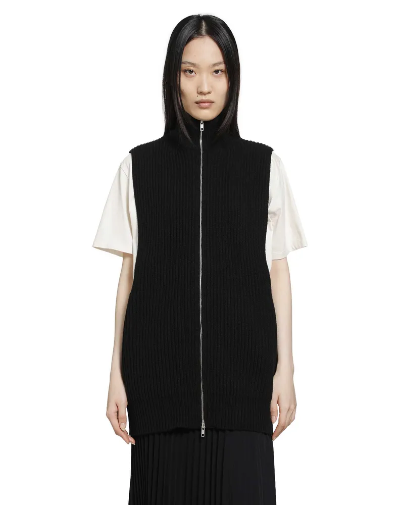 Maison Margiela Zip-Up Sleeveless Cardigan Black