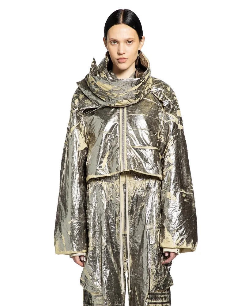 DRKSHDW by Rick Owens Convertible Cropped Nylon Jacket Silver