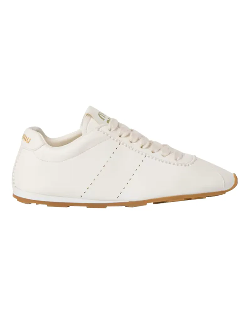 Miu Miu Plume Leather Sneakers Off-white