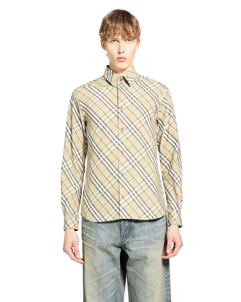 Burberry Relaxed Fit Check Cotton Shirt Green