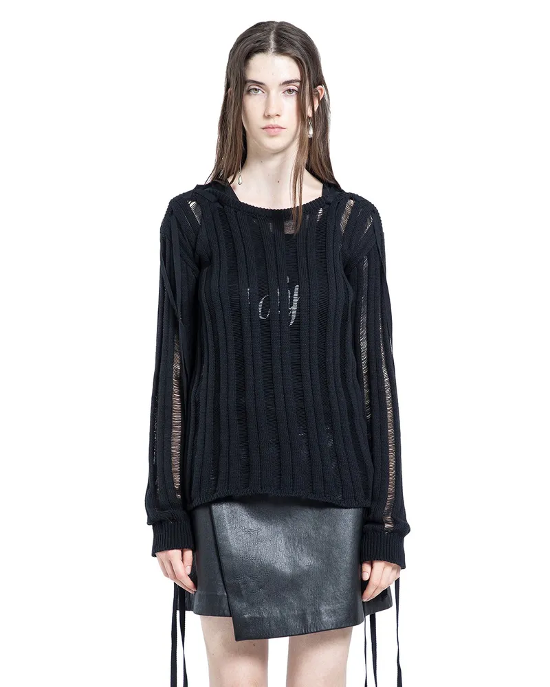 Ann Demeulemeester Gala Ladder Stitch Sweater Black