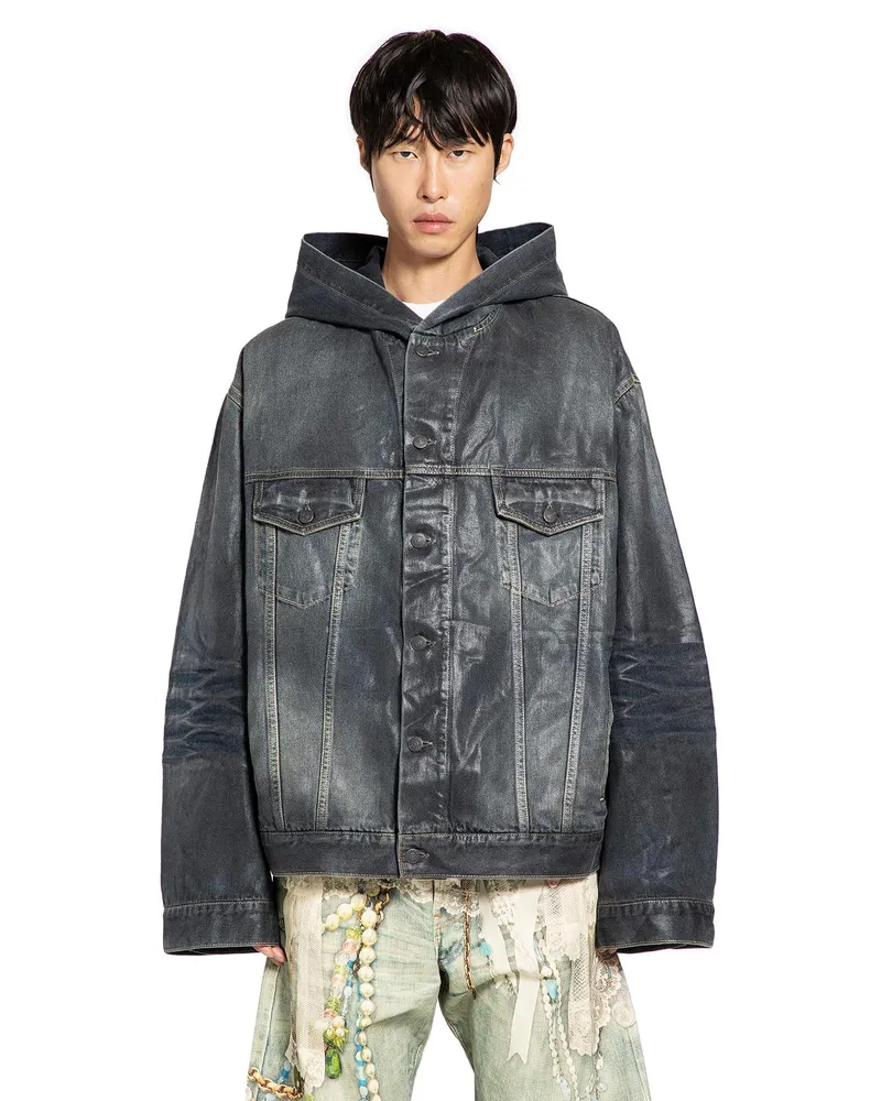 Acne Studios Giacca di jeans con cappuccio Blue