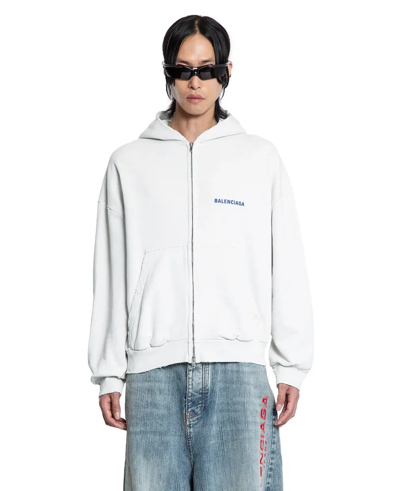 Balenciaga Back Zip-Up Hoodie Regular Fit White