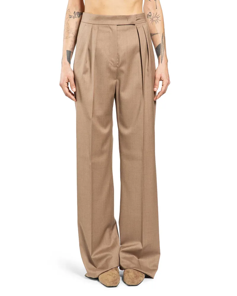 Max Mara Wool Twill Trousers Brown