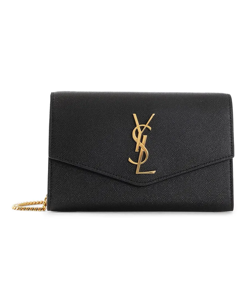 Saint Laurent Uptown Chian Wallet in Grain de Poudre Black