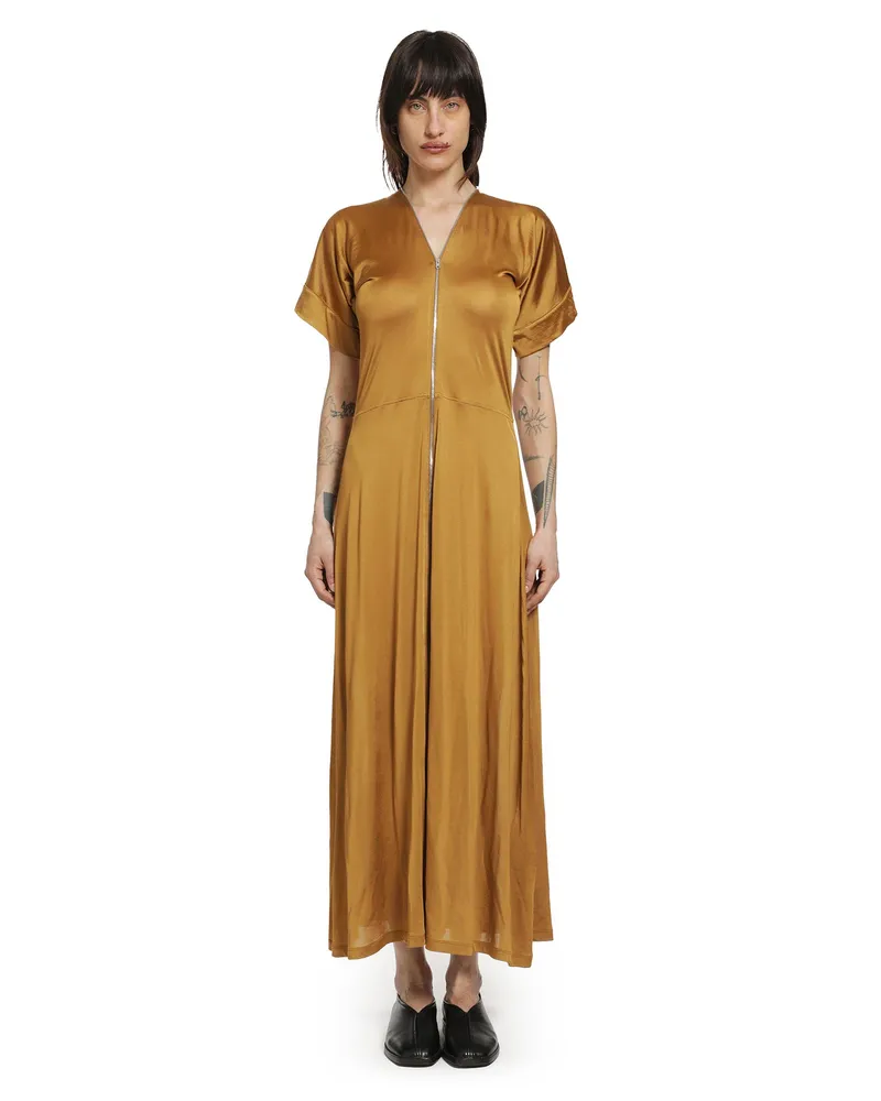 Christophe Lemaire Jersey Zip Midi Dress Orange