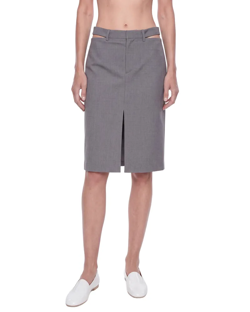 Jil Sander Wool Midi Skirt Grey