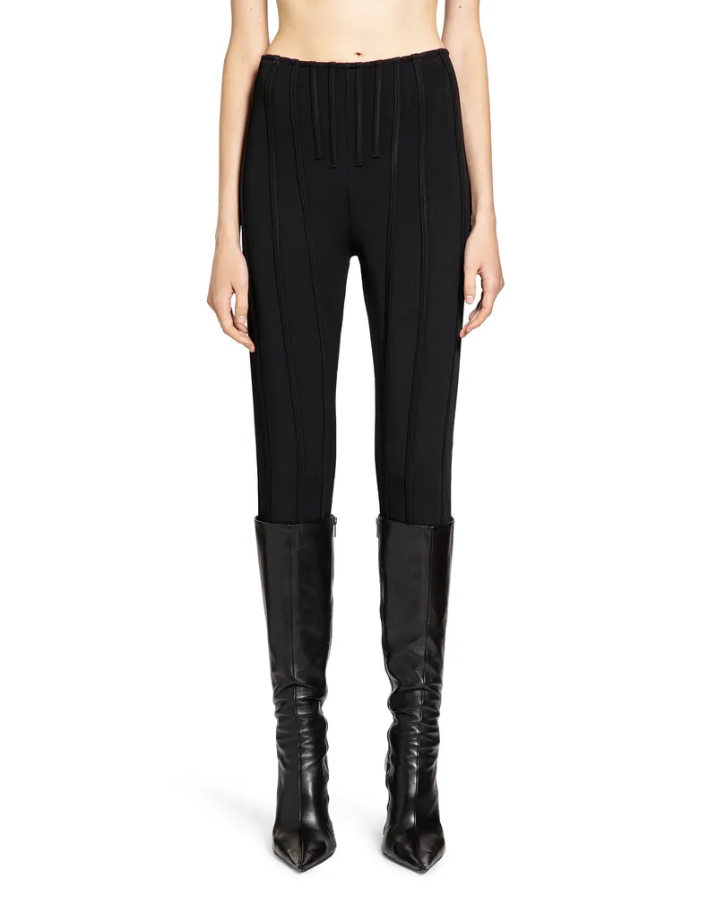 Thierry Mugler Boned Knit Leggings Black