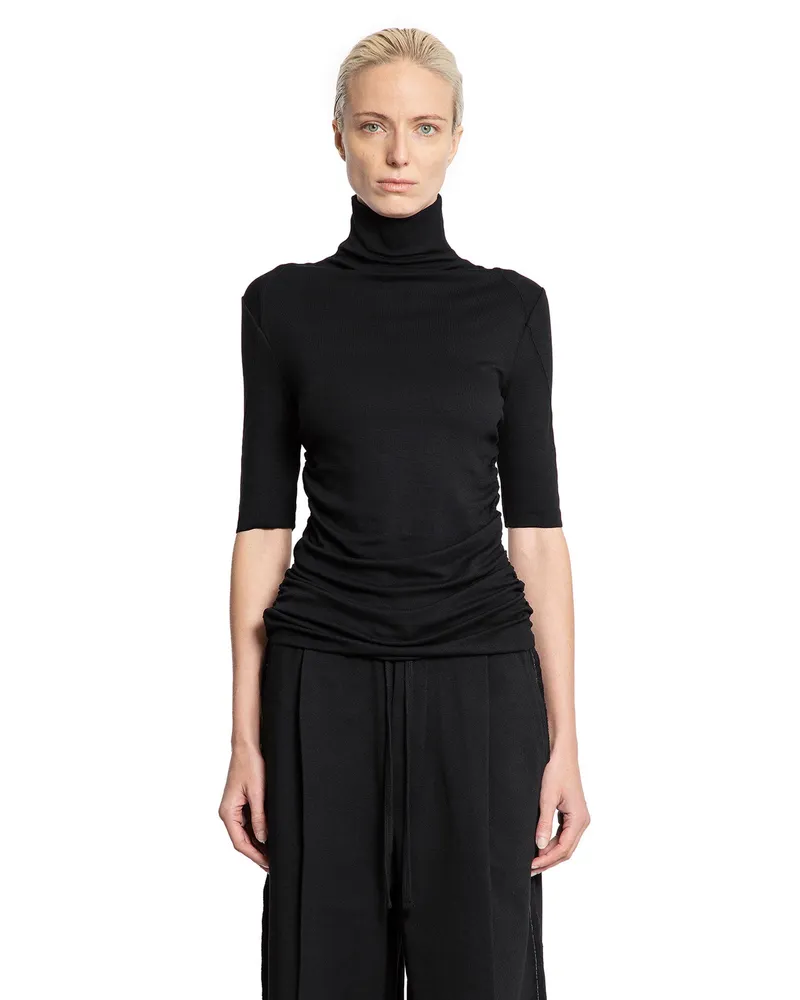 THOM KROM Short Sleeve Turtleneck Top Black