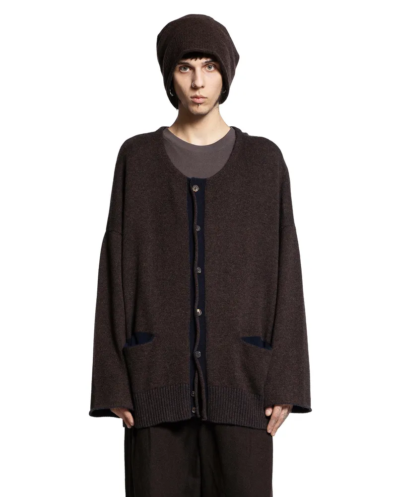 Ziggy Chen Crewneck Cardigan Brown